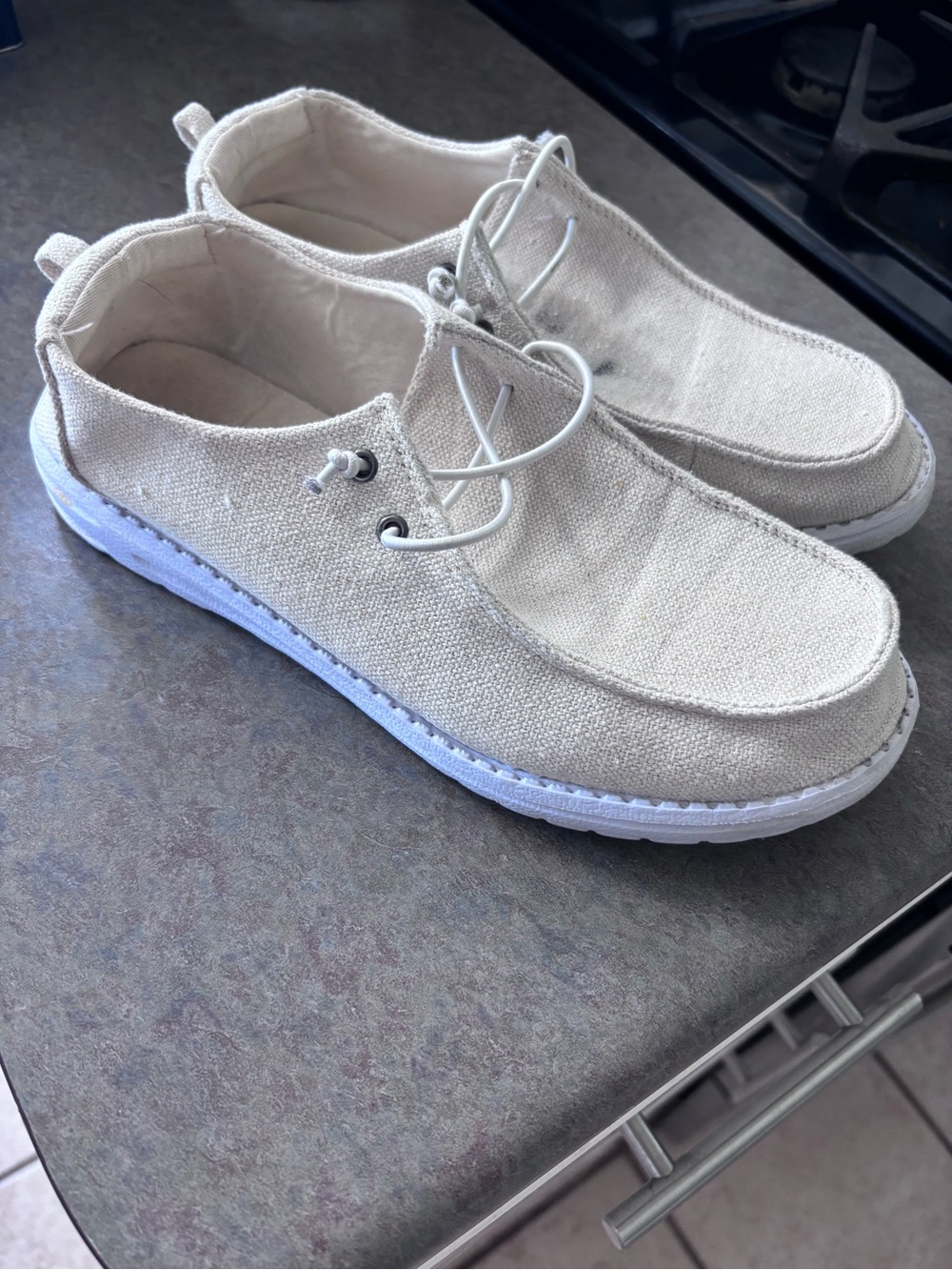 Women’s Casual Canvas Lace-Up Shoes - Cream